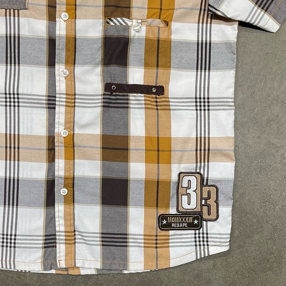 Red Ape MCMXXXIII Affliction Style Short Sleeve Shirt Y2K Cyber Grunge - Picture 3 of 11